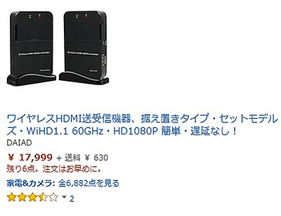 ワイヤレスHDMI送受信機