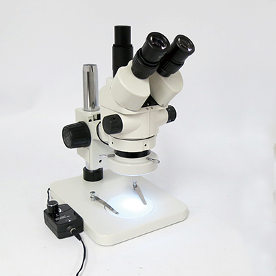 三眼式実体顕微鏡（接眼部・三眼部同時観察タイプ・ノーマルベース）　YM0745-RT3L