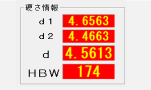 スペック外れ表示 (例)d1/d2比